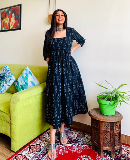 Black Ikkat Maxi Dress