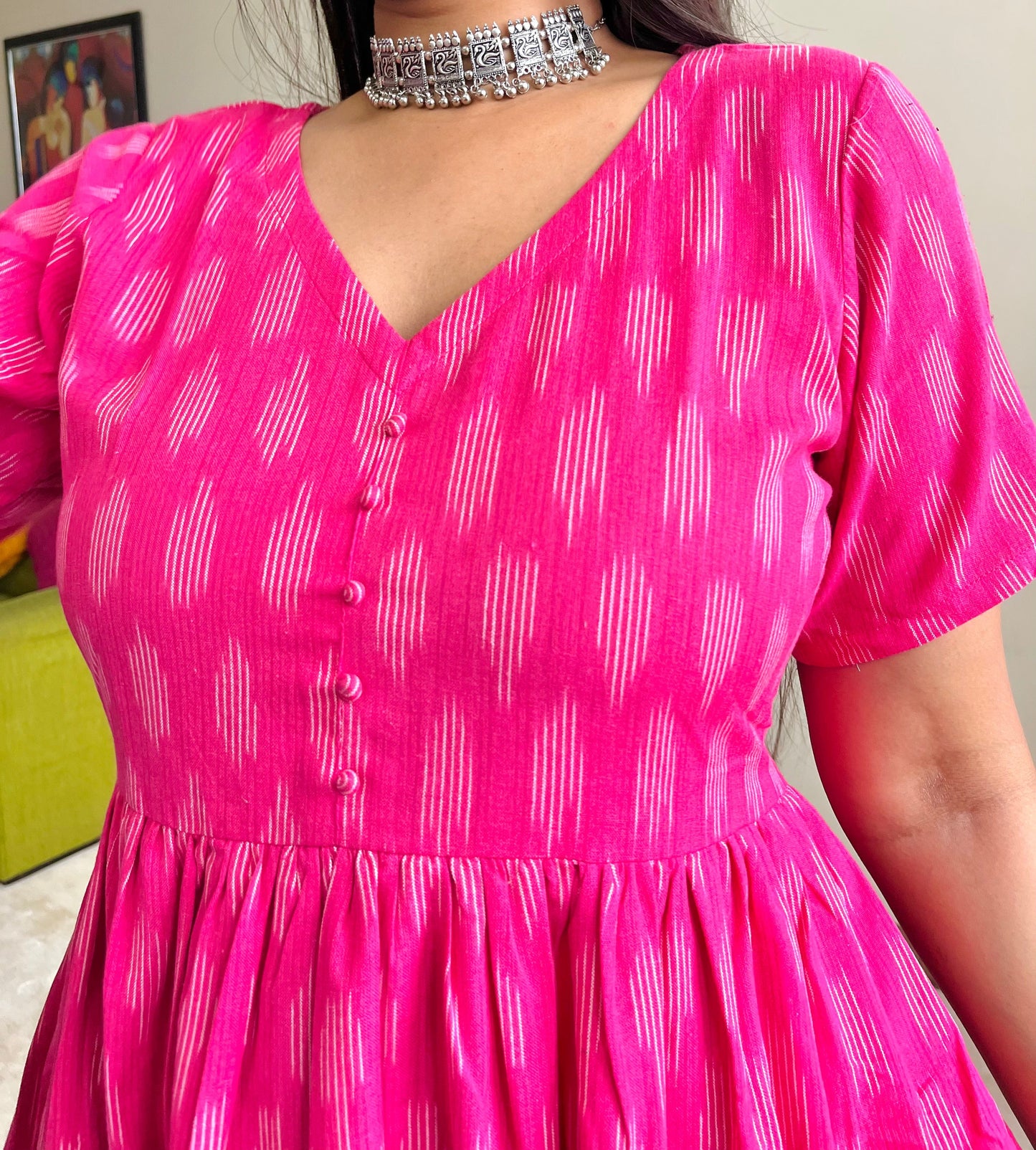 Fuchsia Pink Tier Dress (S)