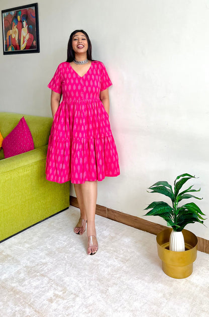 Fuchsia Pink Tier Dress (S)