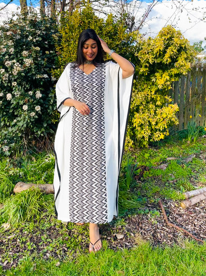 Saba Black & White Panel Kaftan