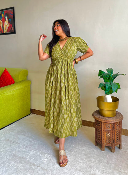 Sara Olive Green Wrap Maxi