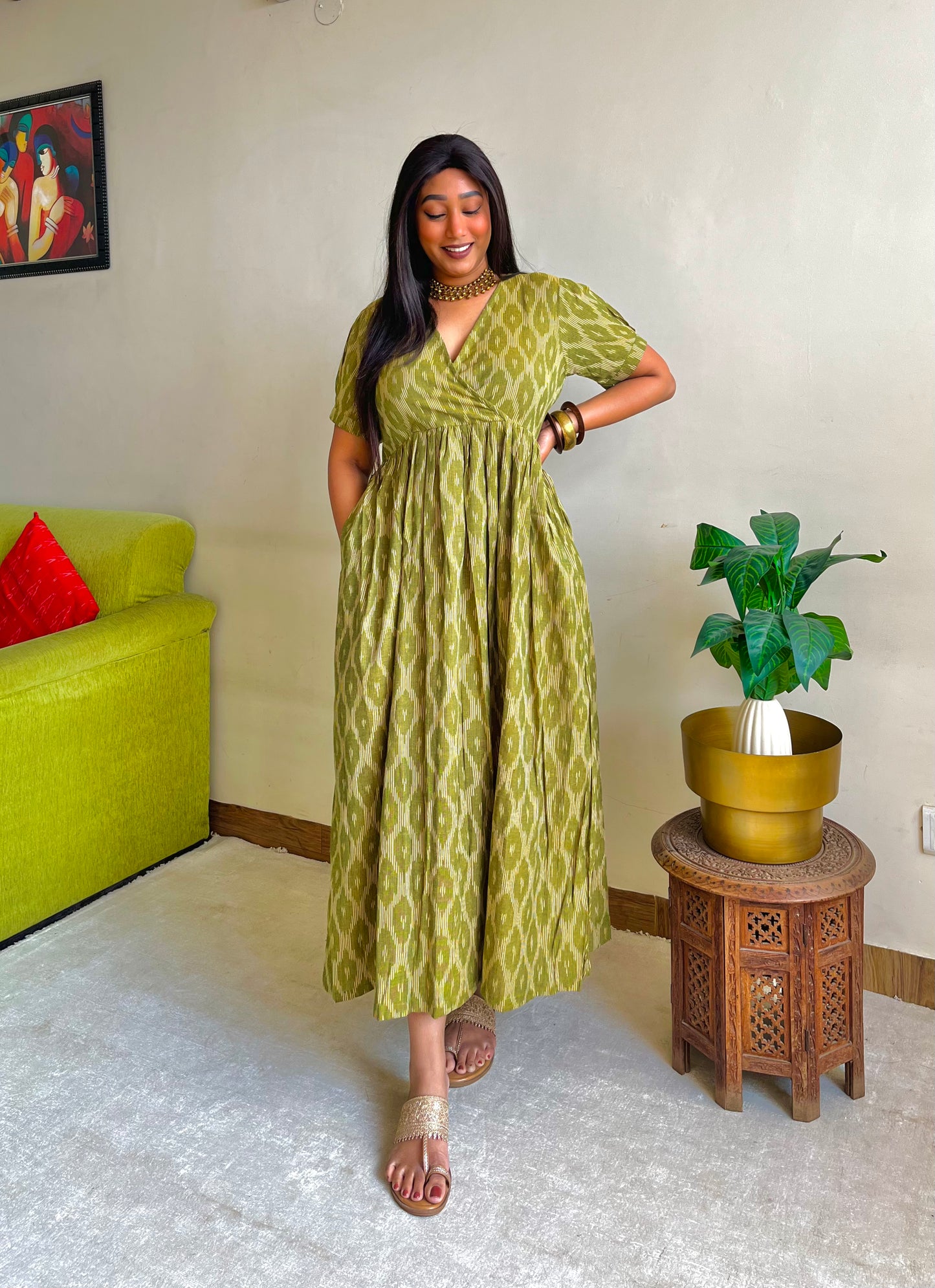 Sara Olive Green Wrap Maxi