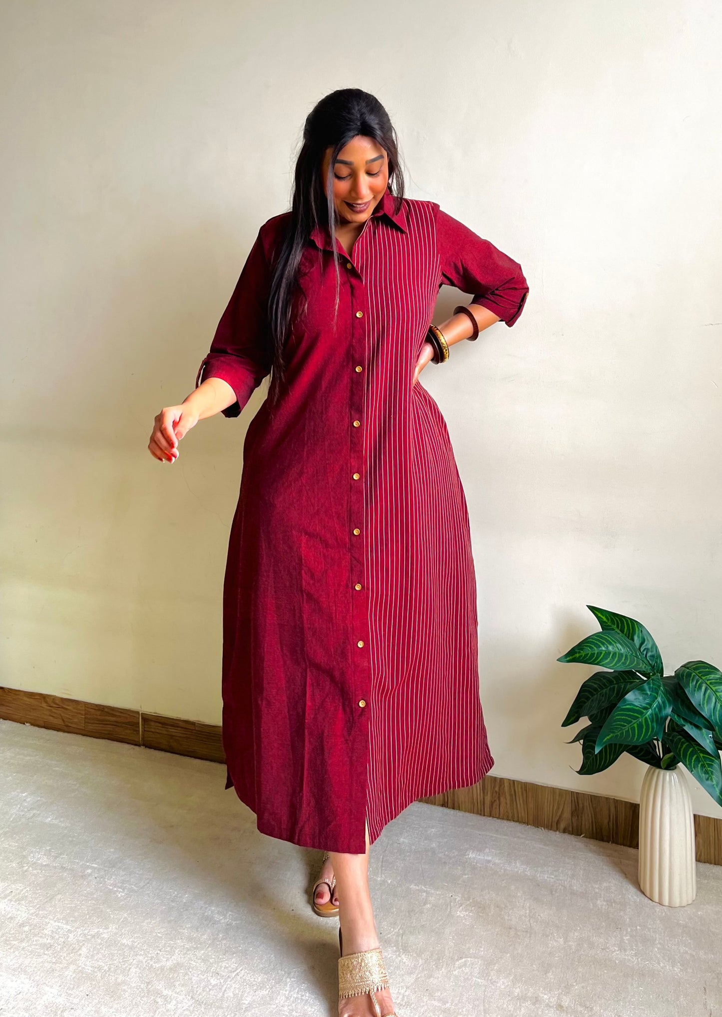 Aseera Half & Half Shirt Dress