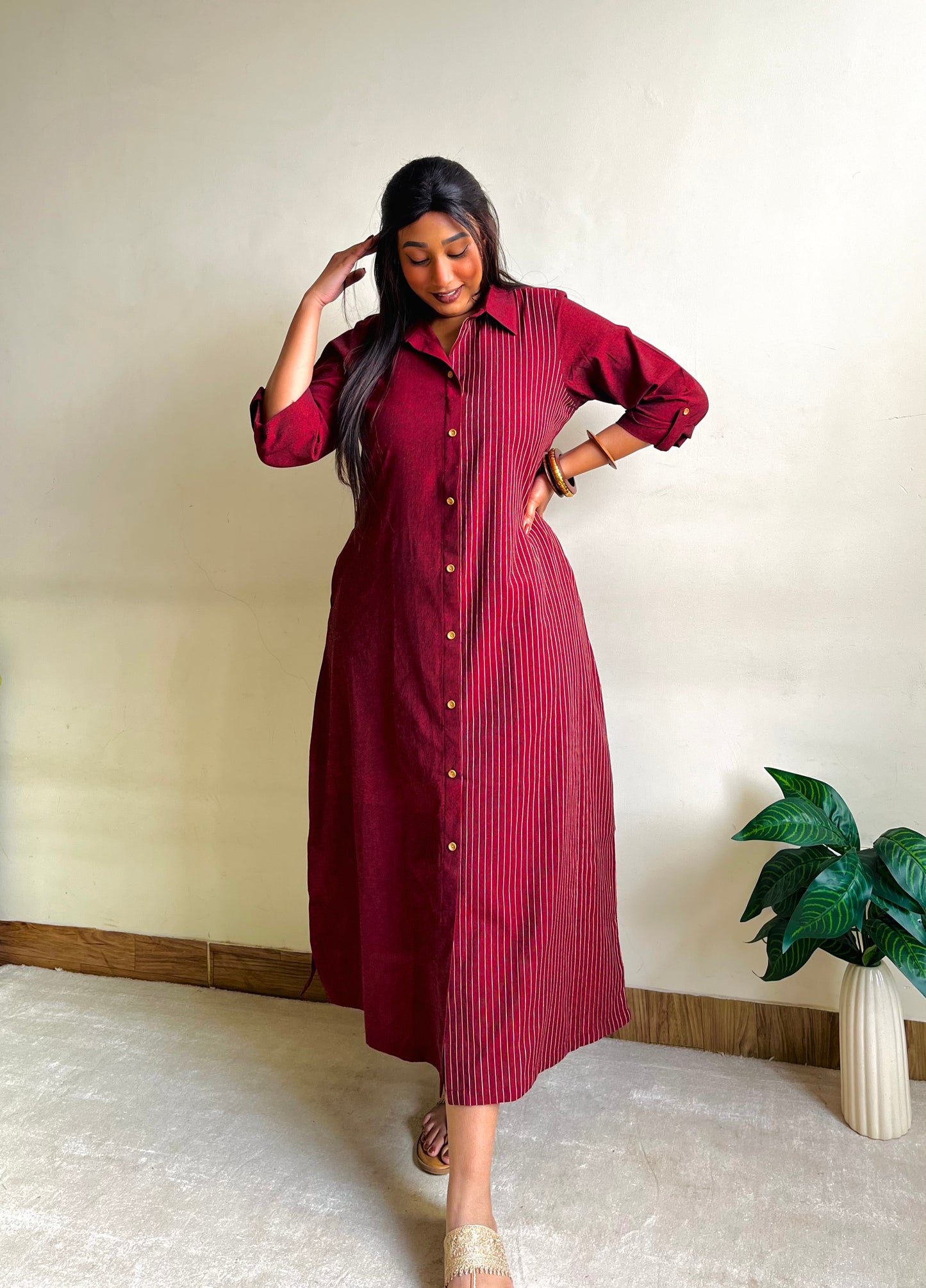 Aseera Half & Half Shirt Dress