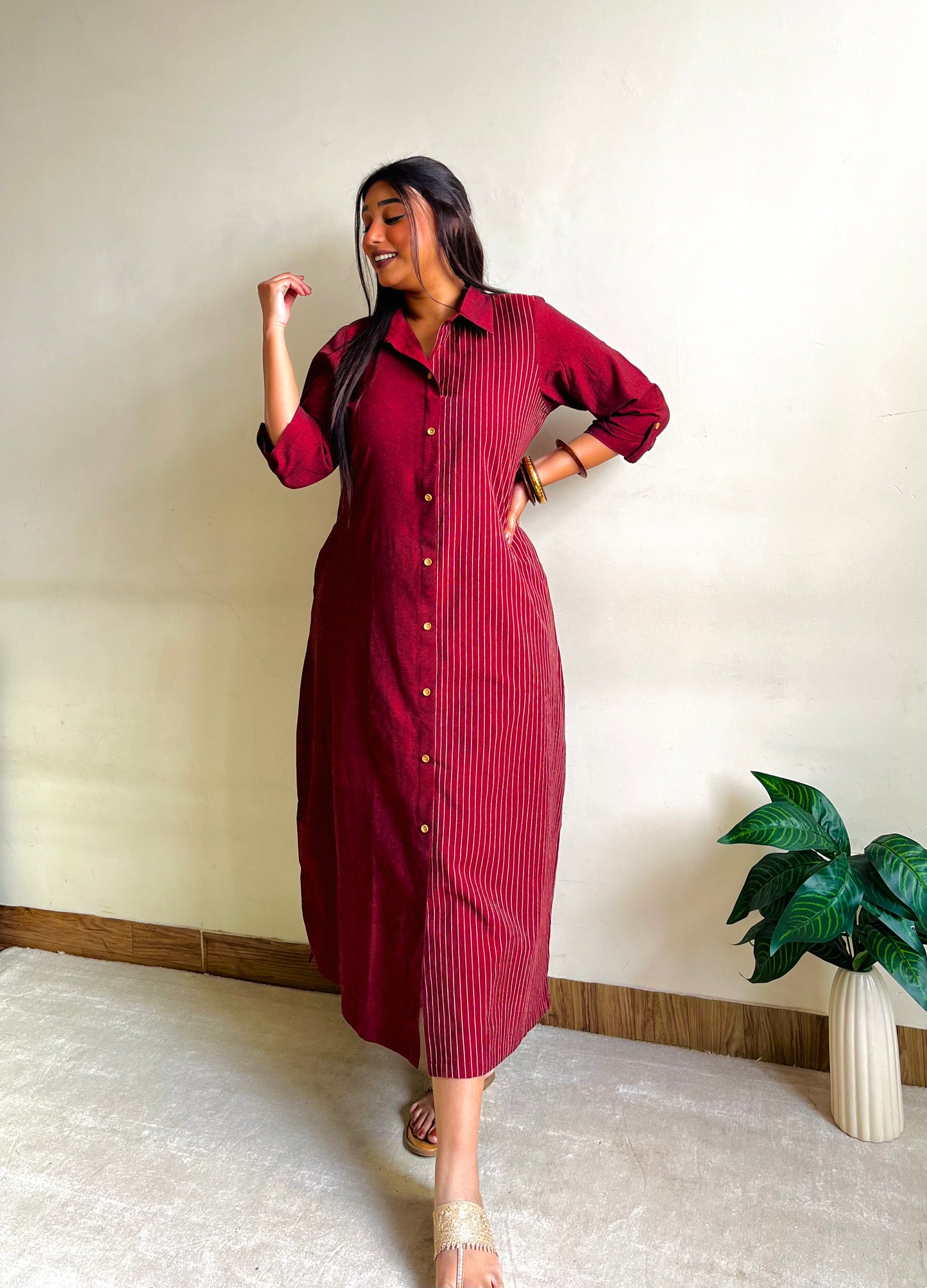 Aseera Half & Half Shirt Dress