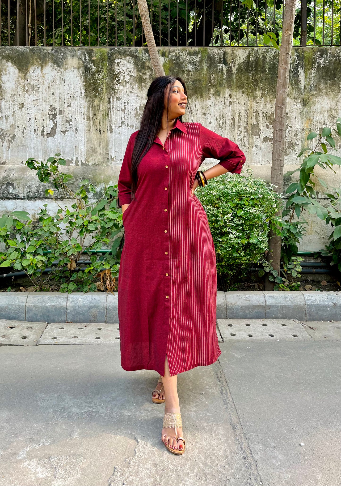 Aseera Half & Half Shirt Dress