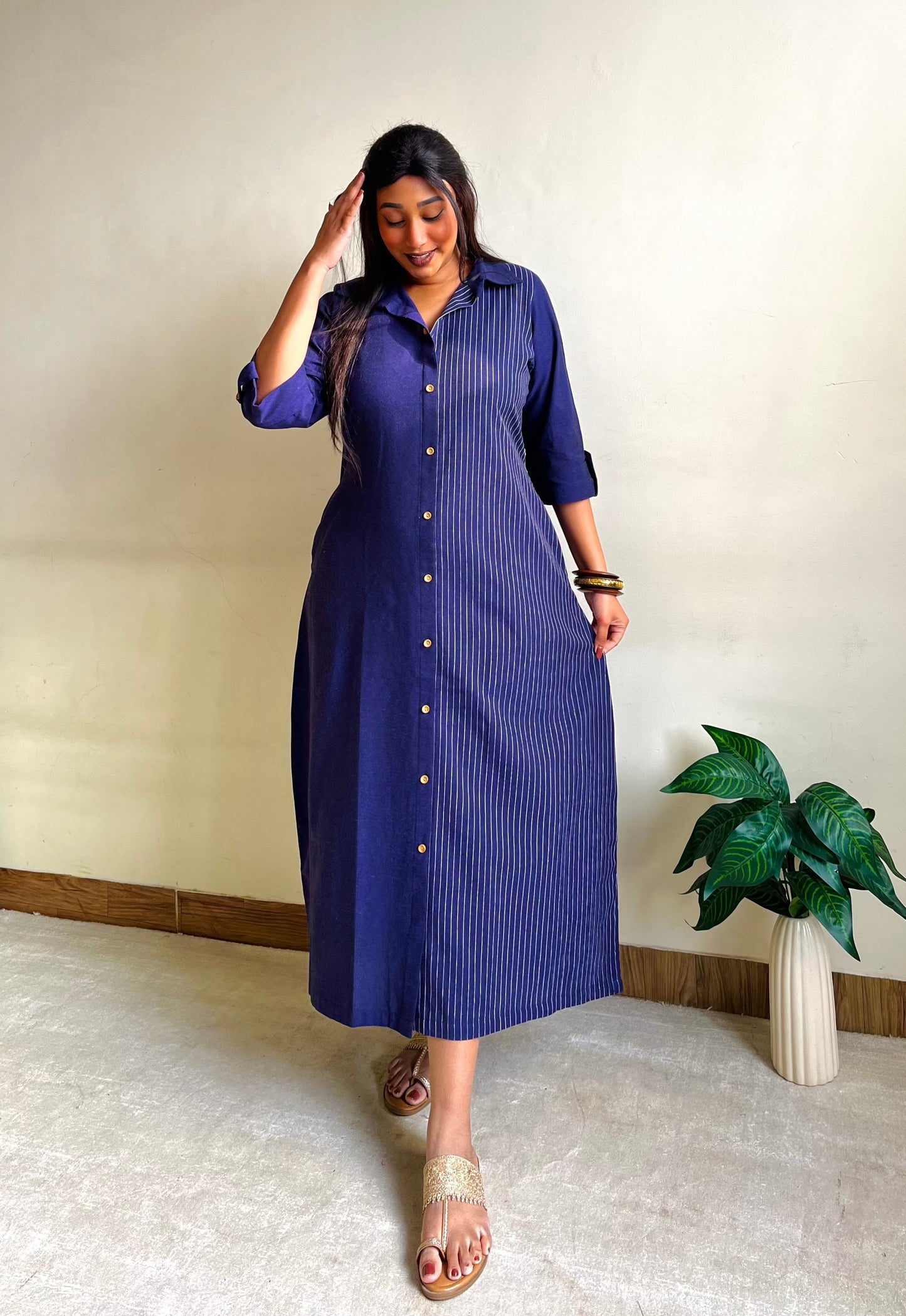 Amna Half & Half Shirt Dress