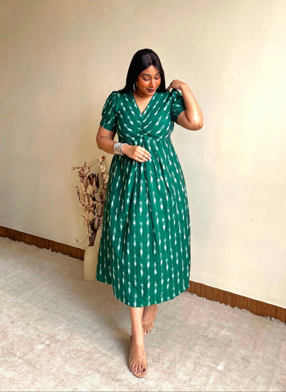 Farah Green Knot Dress