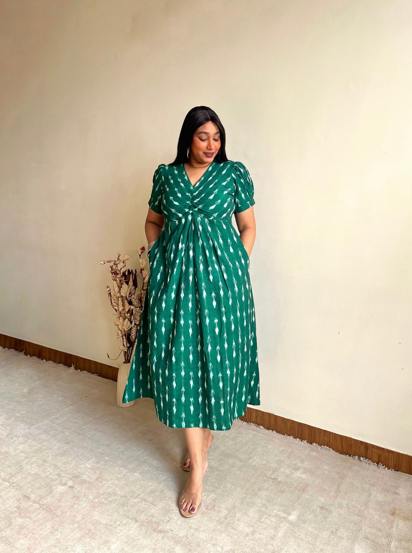 Farah Green Knot Dress