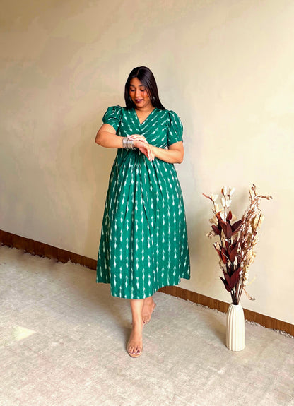 Farah Green Knot Dress