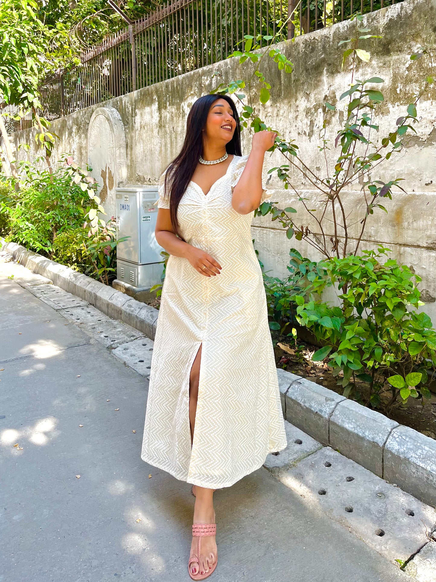 Amyra Pearl Chikankari Midi Dress