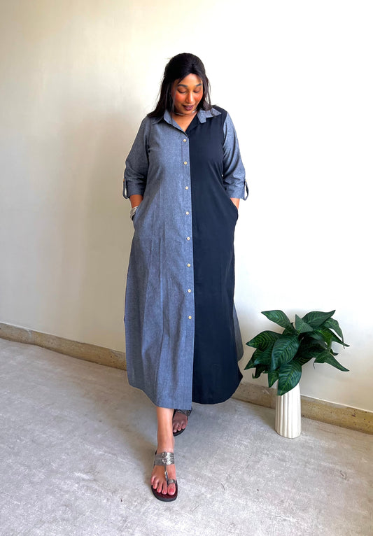 Riyah Half & Half Shirt Dress