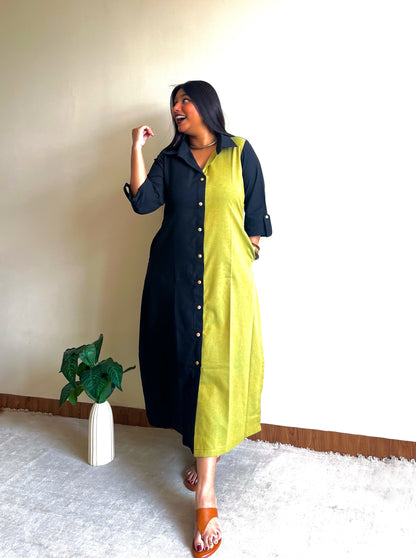 Midnight Lime Shirt Dress