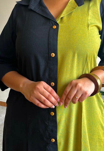 Midnight Lime Shirt Dress