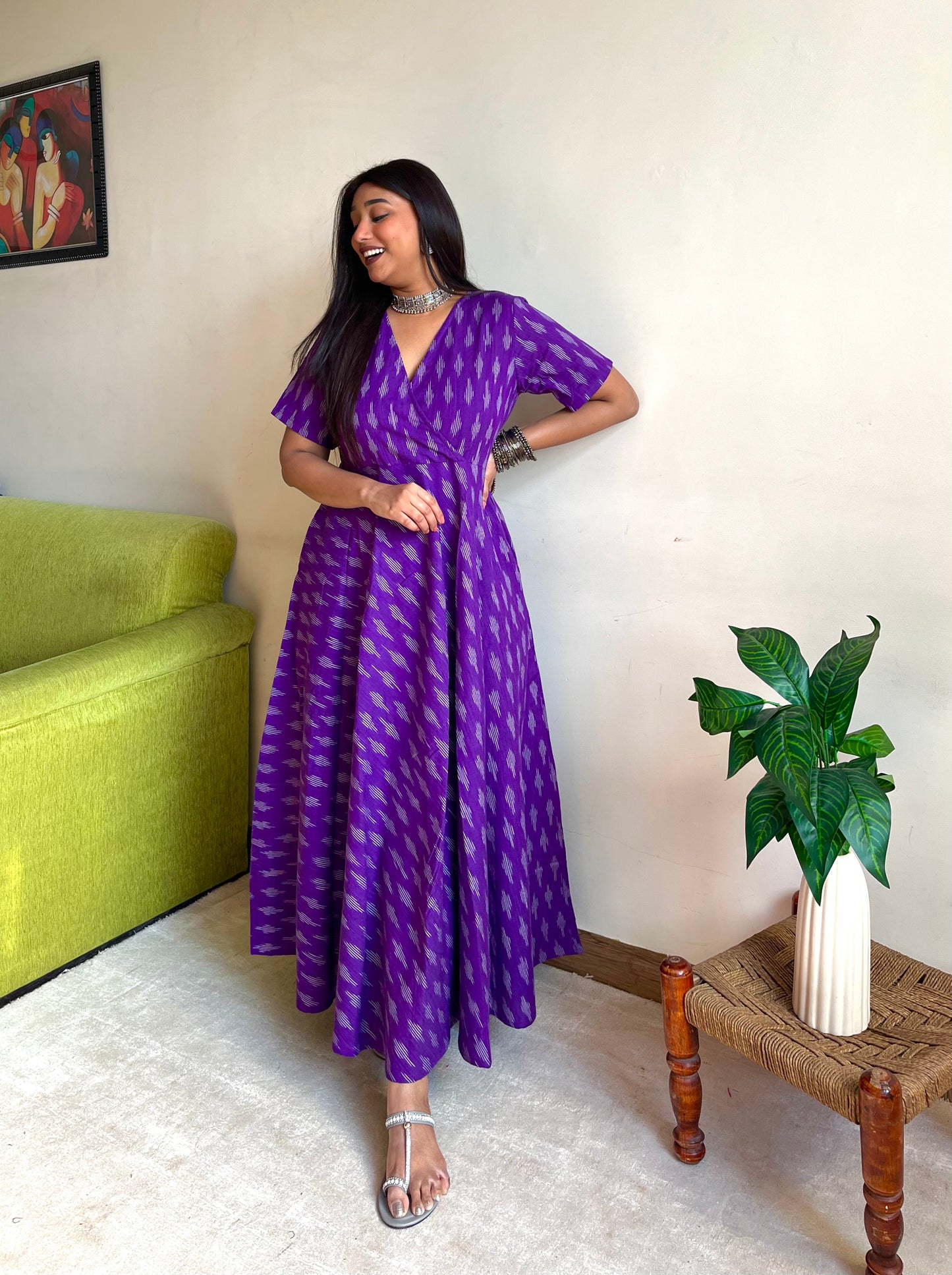 Ayesha Purple Wrap-Style Anarkali