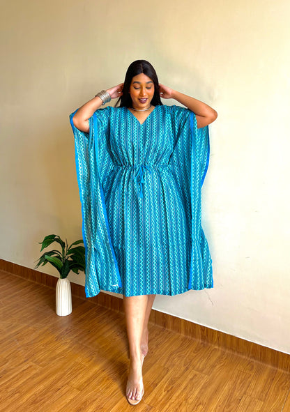 Sea Blue Ikkat Kaftan