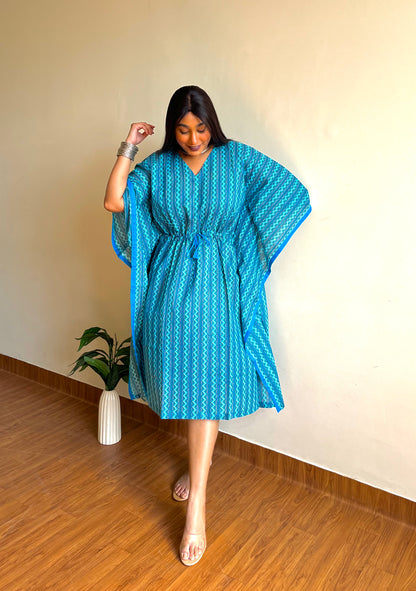 Sea Blue Ikkat Kaftan