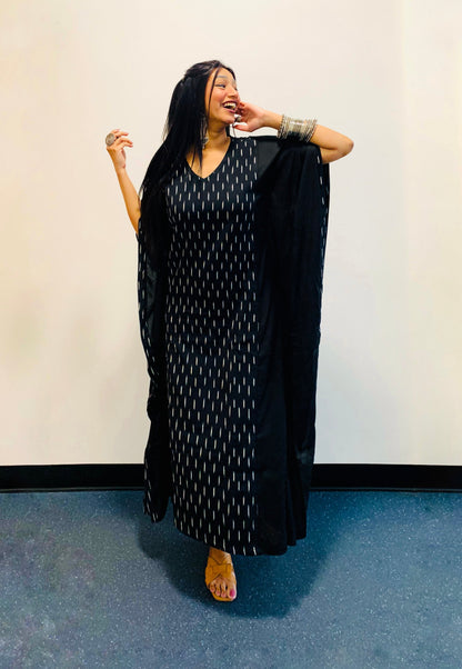 Anaira Ikat Rayon Panel Kaftan