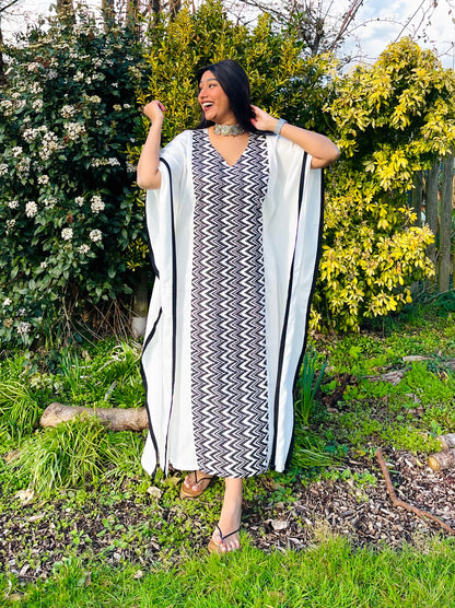 Saba Black & White Panel Kaftan