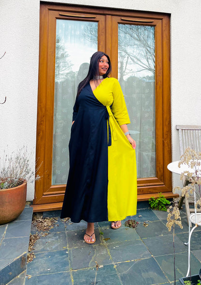 Black Lemon Half & Half Rayon Wrap