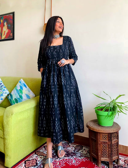 Black Ikkat Maxi Dress