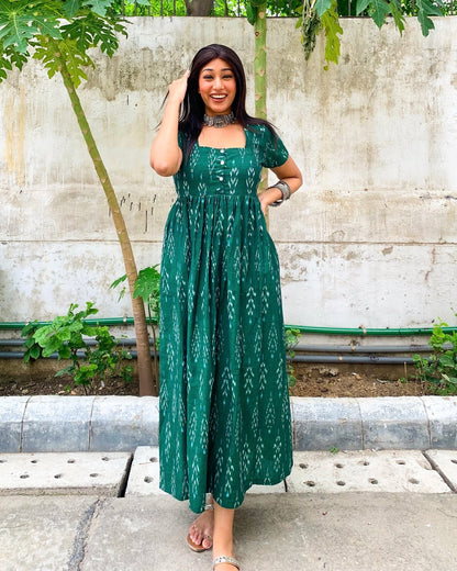 Sharwari Green Ikkat Maxi Dress