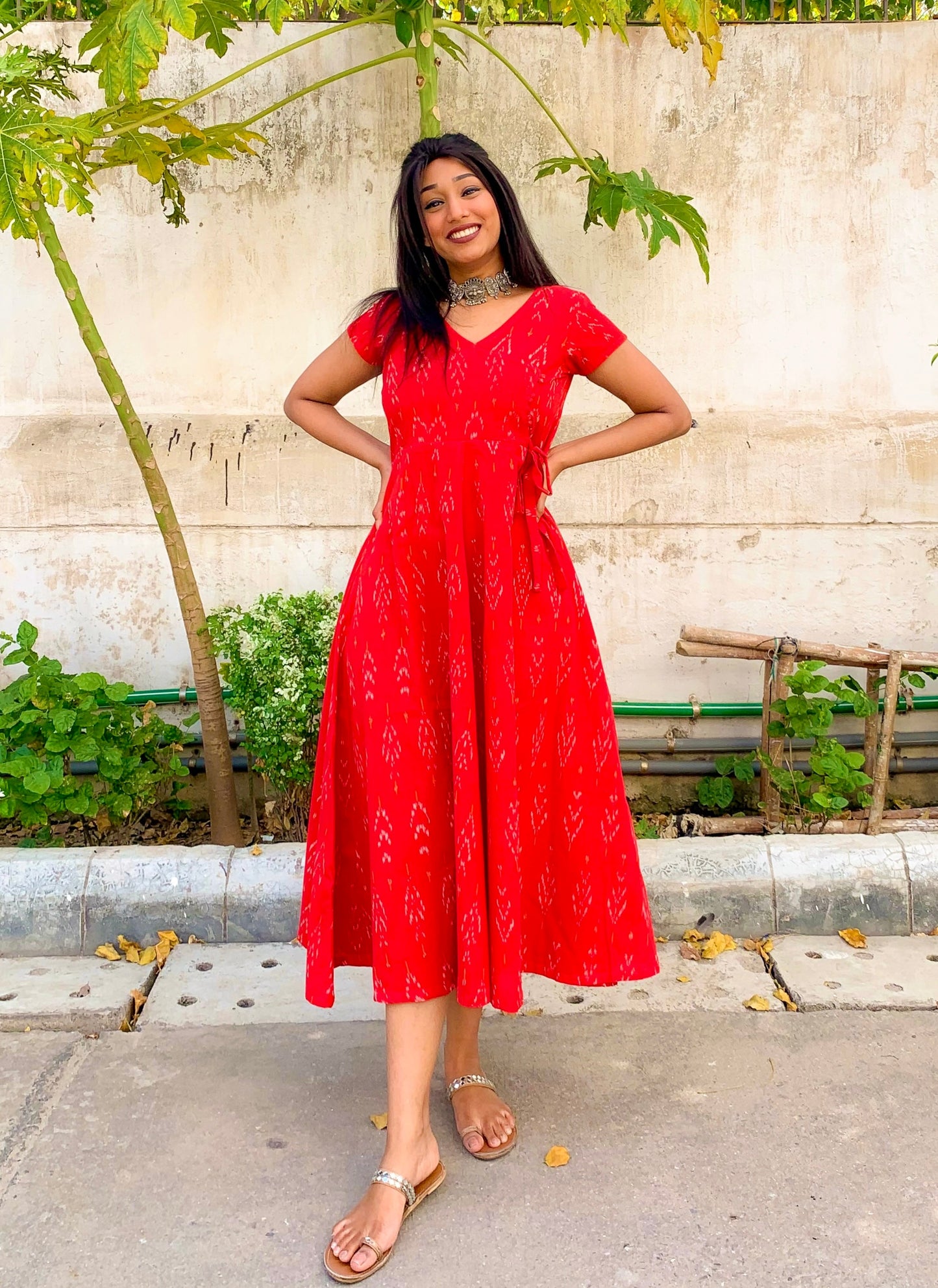 Zoya Red Angrakha Dress