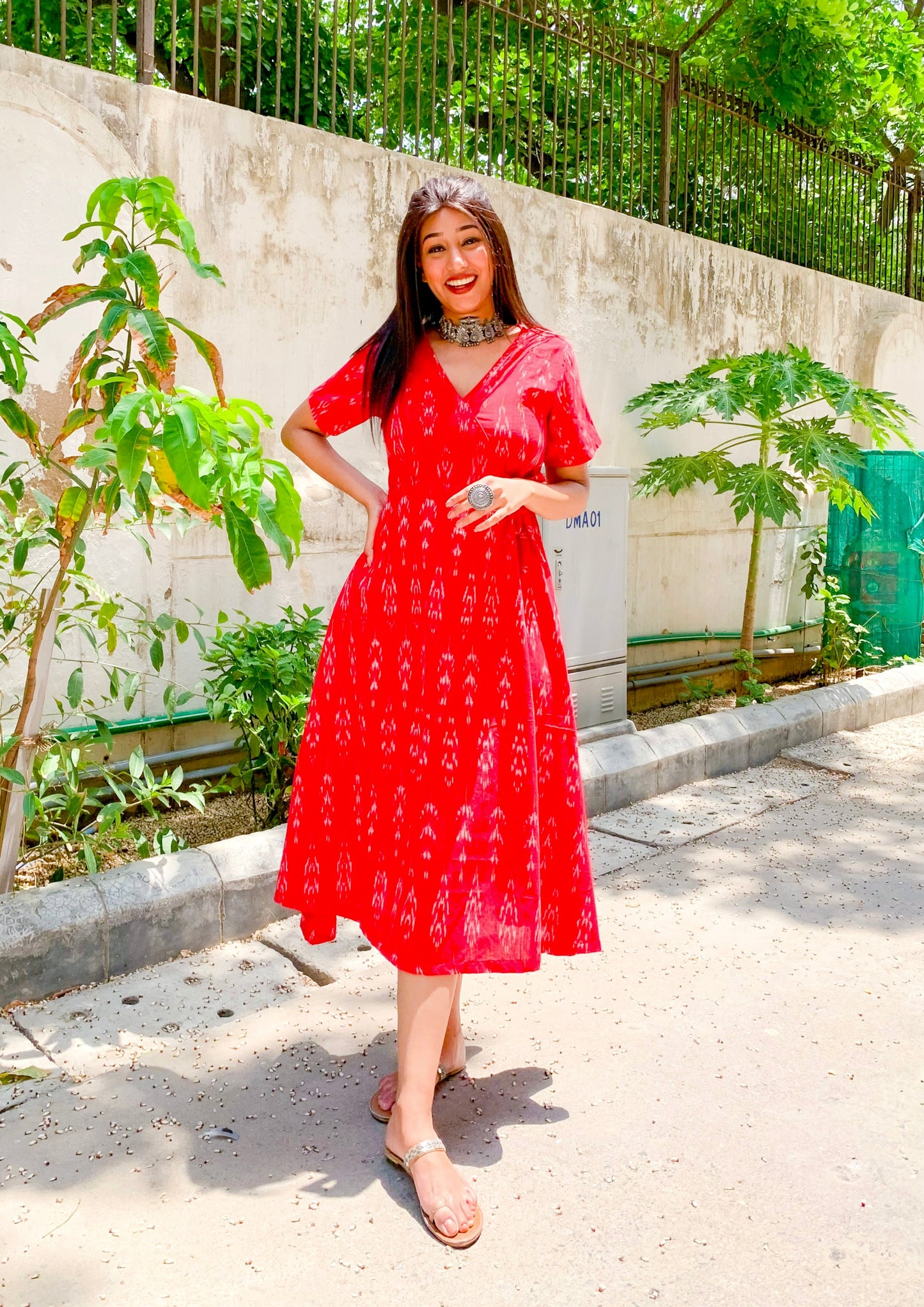 Zoya Red Angrakha Dress