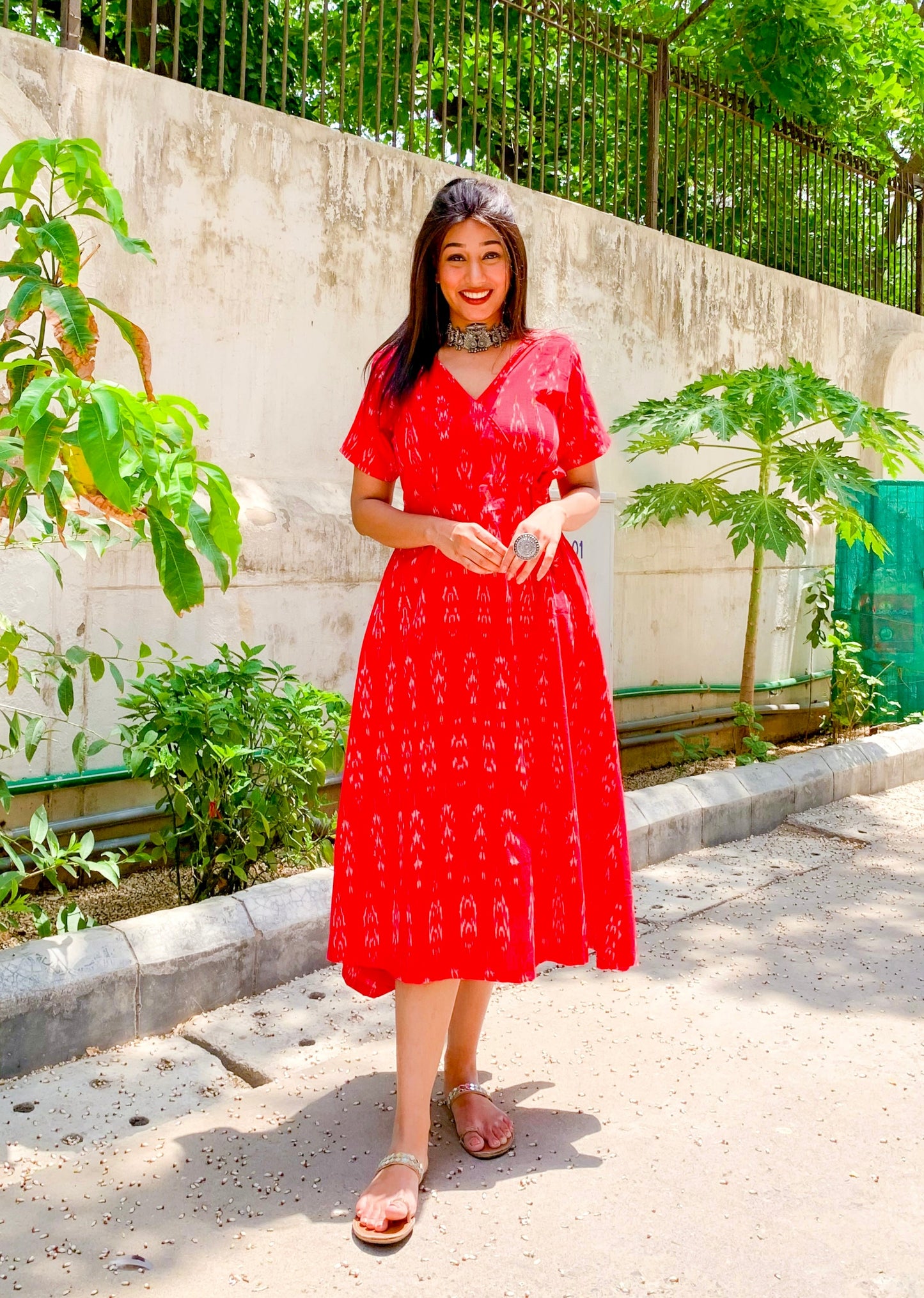 Zoya Red Angrakha Dress