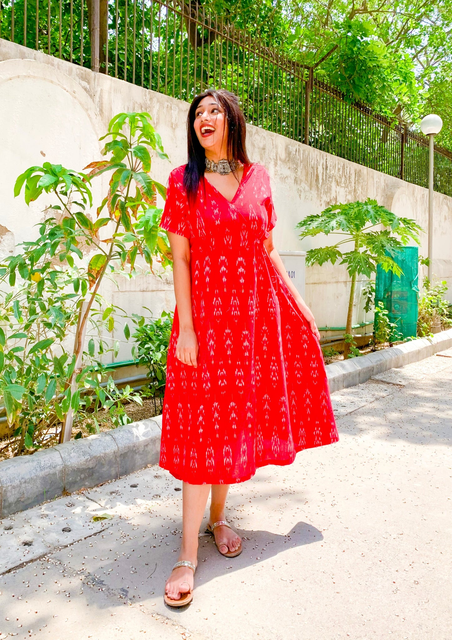 Zoya Red Angrakha Dress