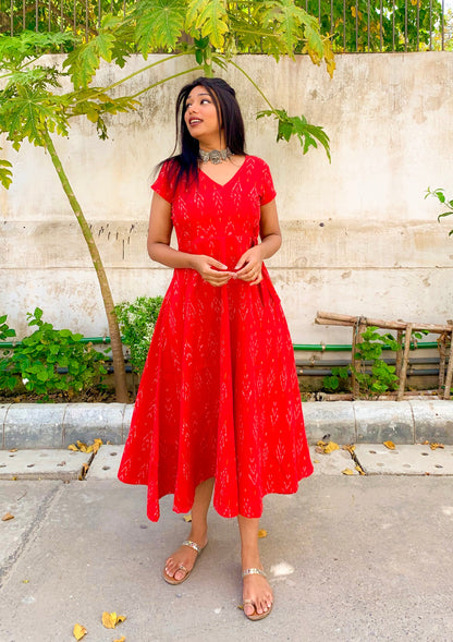 Zoya Red Angrakha Dress