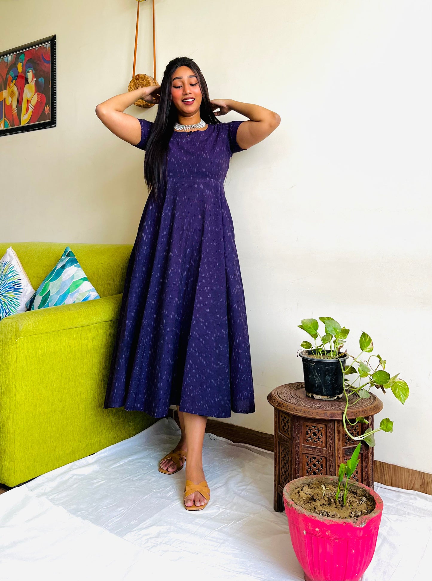 Violet Ikkat Flare Dress