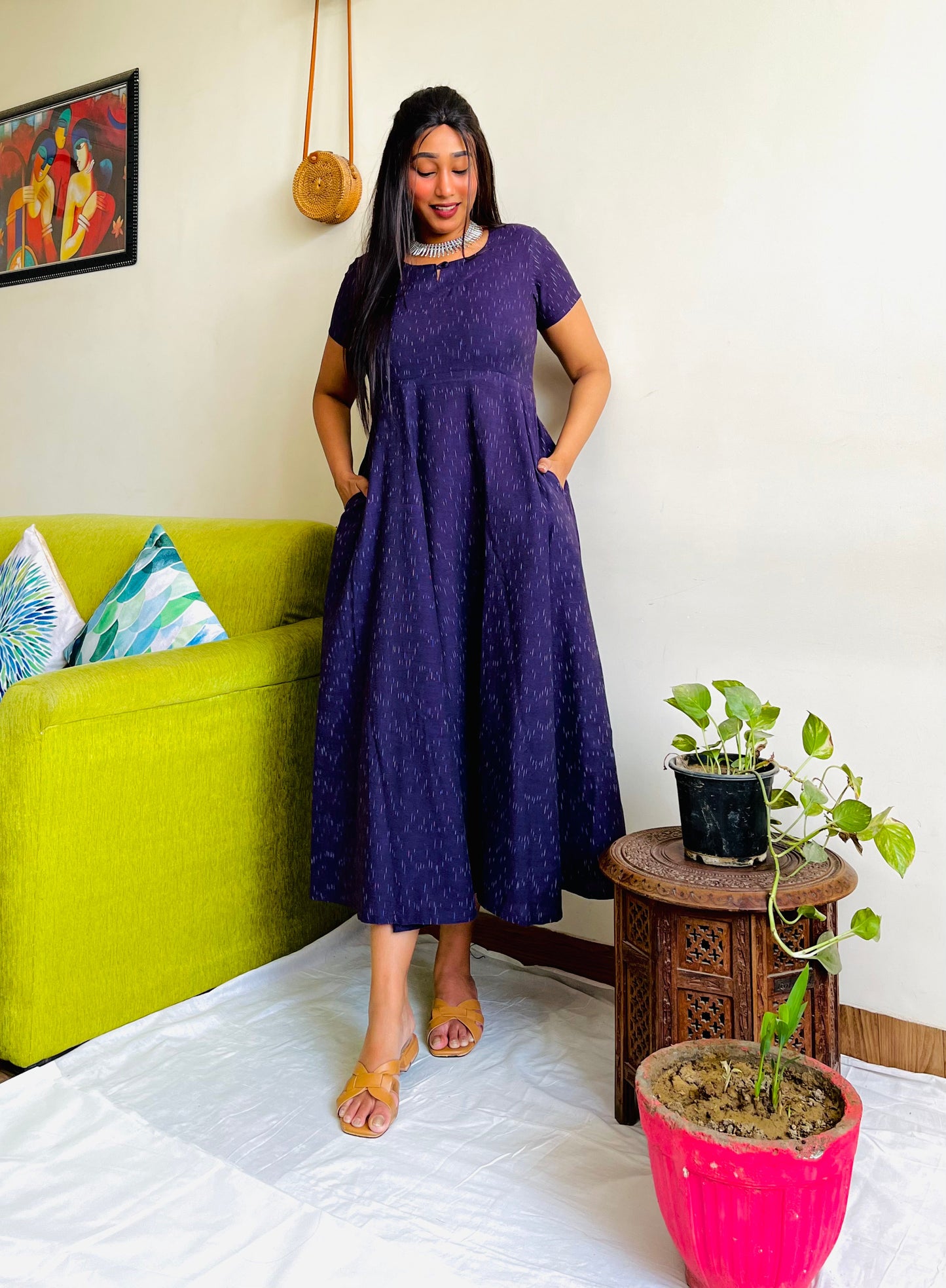 Violet Ikkat Flare Dress