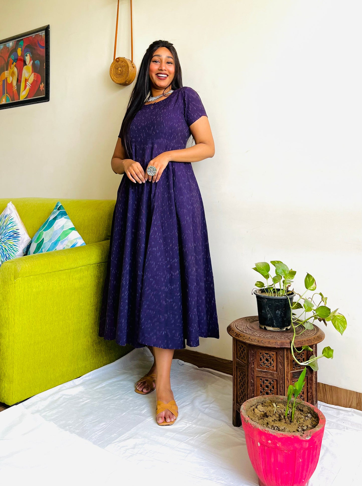 Violet Ikkat Flare Dress